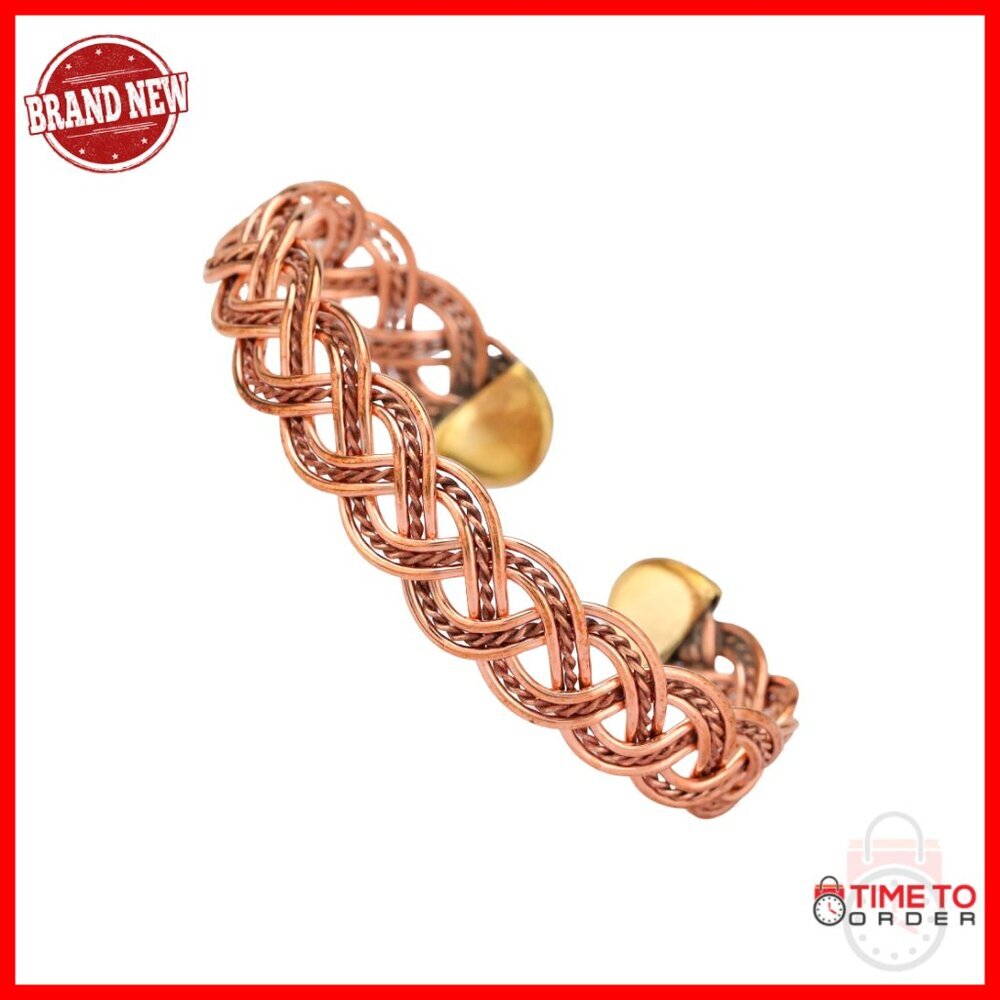Handmade Pure Copper Bracelet Adjustable Twisted Elegant Pain Relief Stress